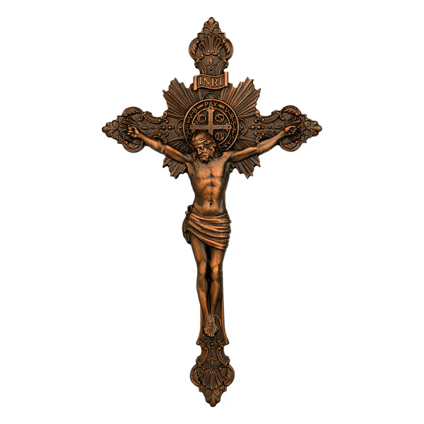 St. Benedict's Exorcism Cross Large Wooden Sculpture