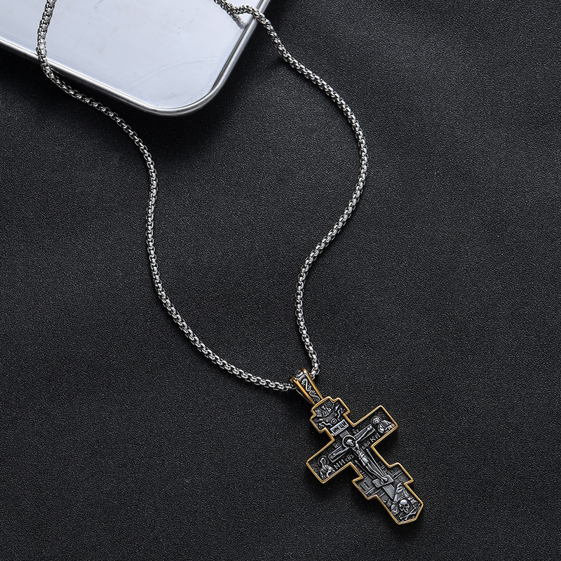 Stainless Steel Orthodox Cross Pendant Necklace