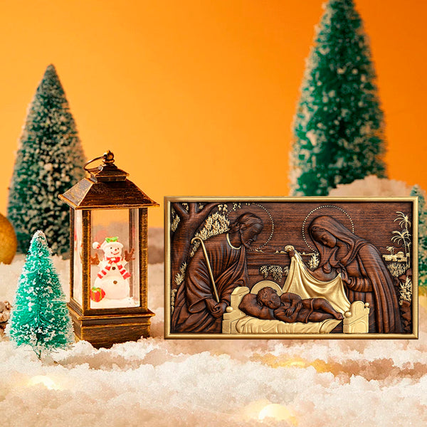 Nativity Scene Wood Carved Plaque, Religious Wall Decor, Christmas Gift