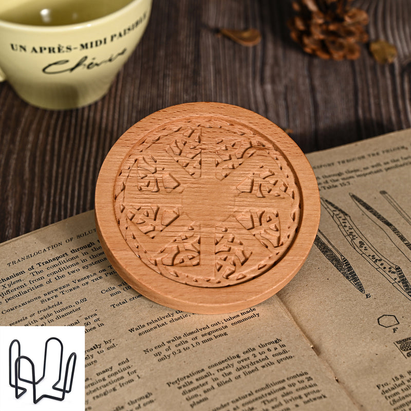 Bgcopper Wooden Tree of Life Celtic Cross Coasters