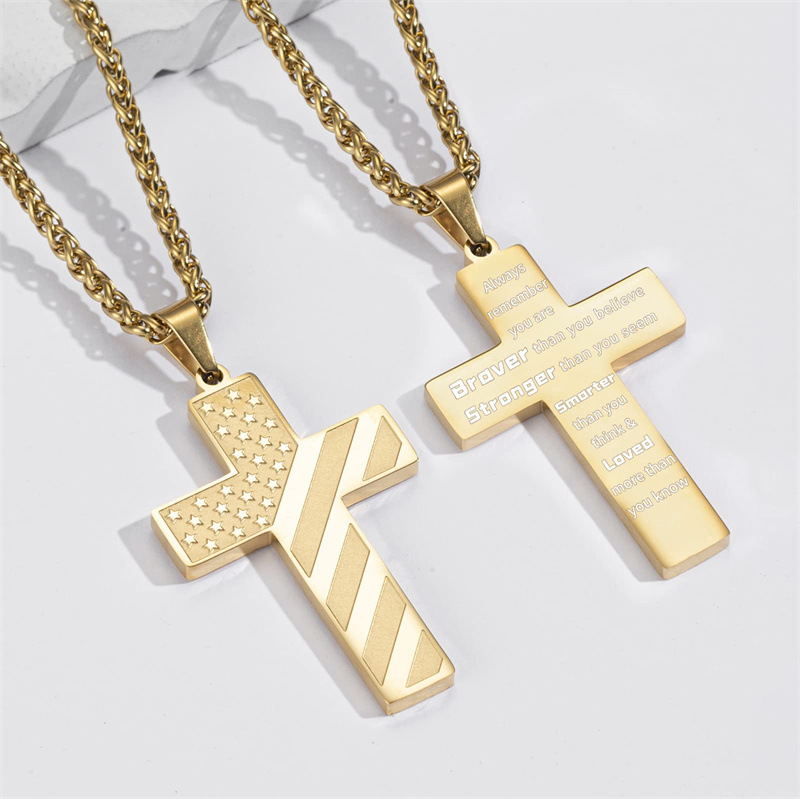 American Flag Cross Necklace