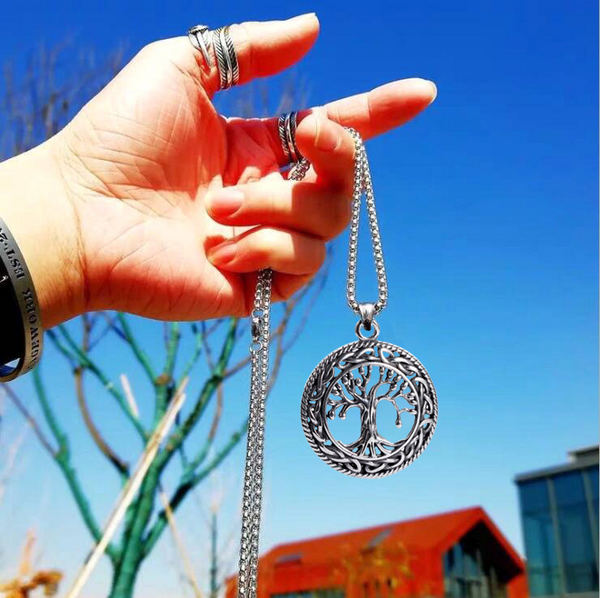 Tree of Life Necklace Pendant Stainless Steel Protection Lucky Talisman Celtic Jewelry for Men Women