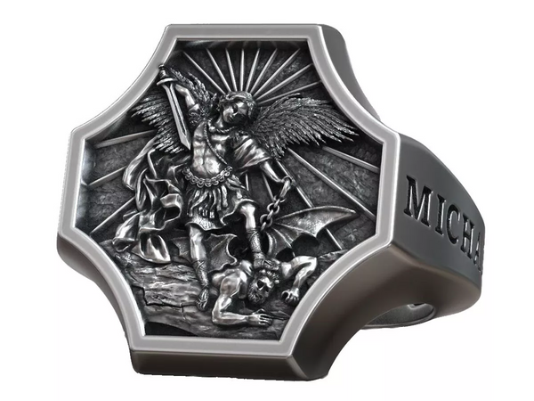 Archangel Michael S925K Silver Ring