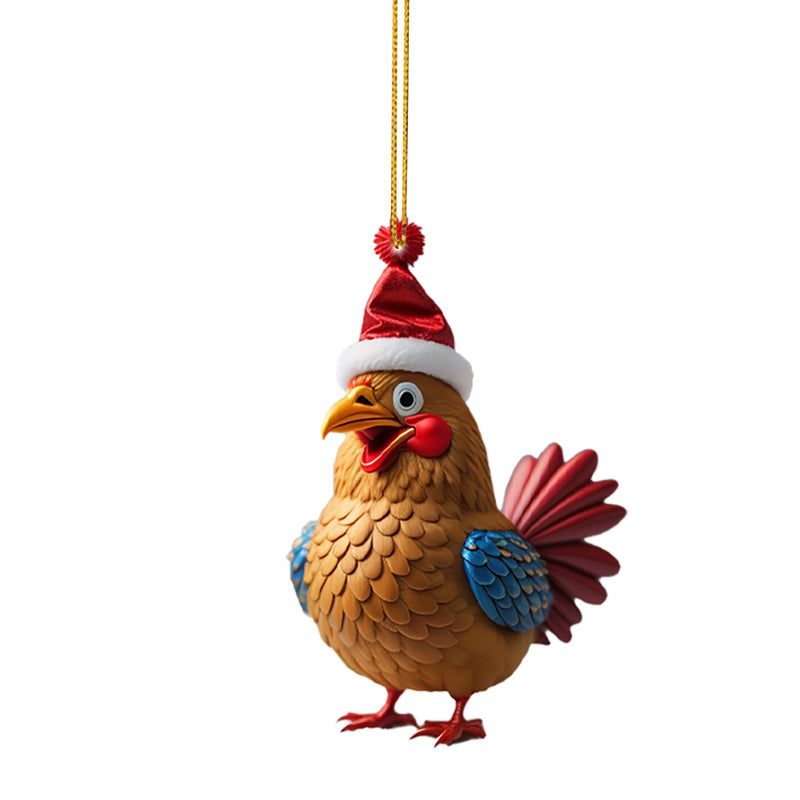 Creative Cute Animal Chicken Christmas Hanging Christmas Birds Car Hanging Home Christmas Tree Decorations