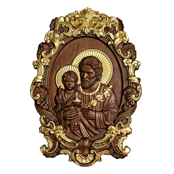 Saint Joseph Wood Carved Religious icon Fatehrs day Christian gift Wall Hanging Art Work gift ideas Birthday Gifts