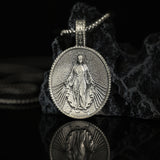 Pure Tin Miraculous Medal Virgin Mary Necklace