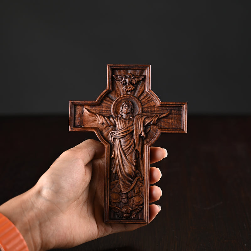 BGCOPPER Ascension  of Jesus wood carving cross —The best gifts for Easter