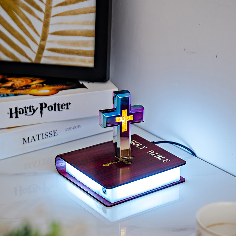 Magnetic Levitation Anti-Gravity Cross Bible Book LED Illuminator