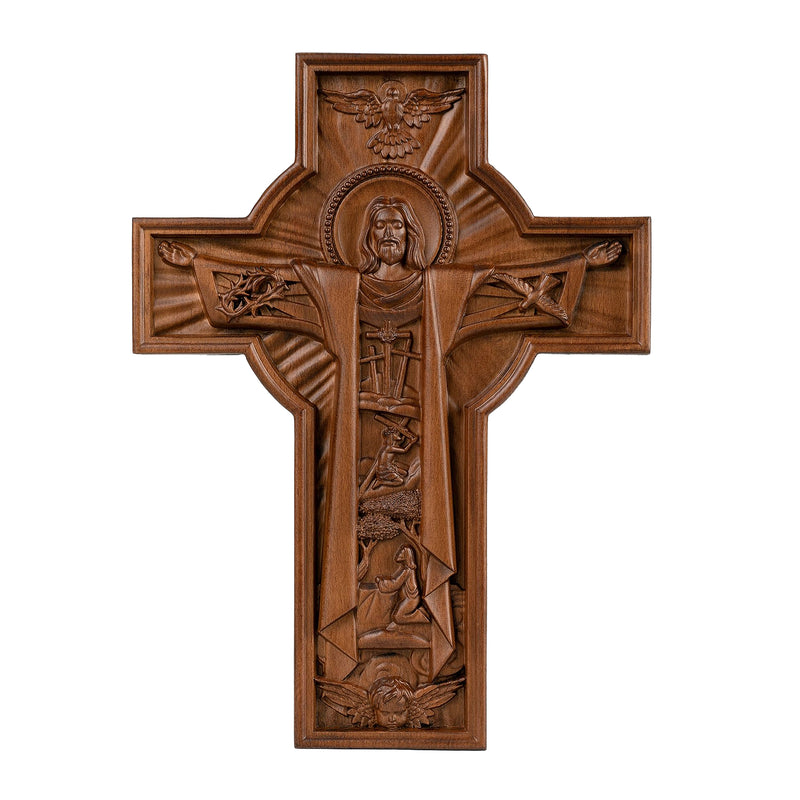 Bgcopper Ascension of Jesus wood carving cross