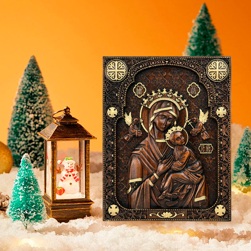 Our Lady of Perpetual Help Wood Carving Wall Decor Gift