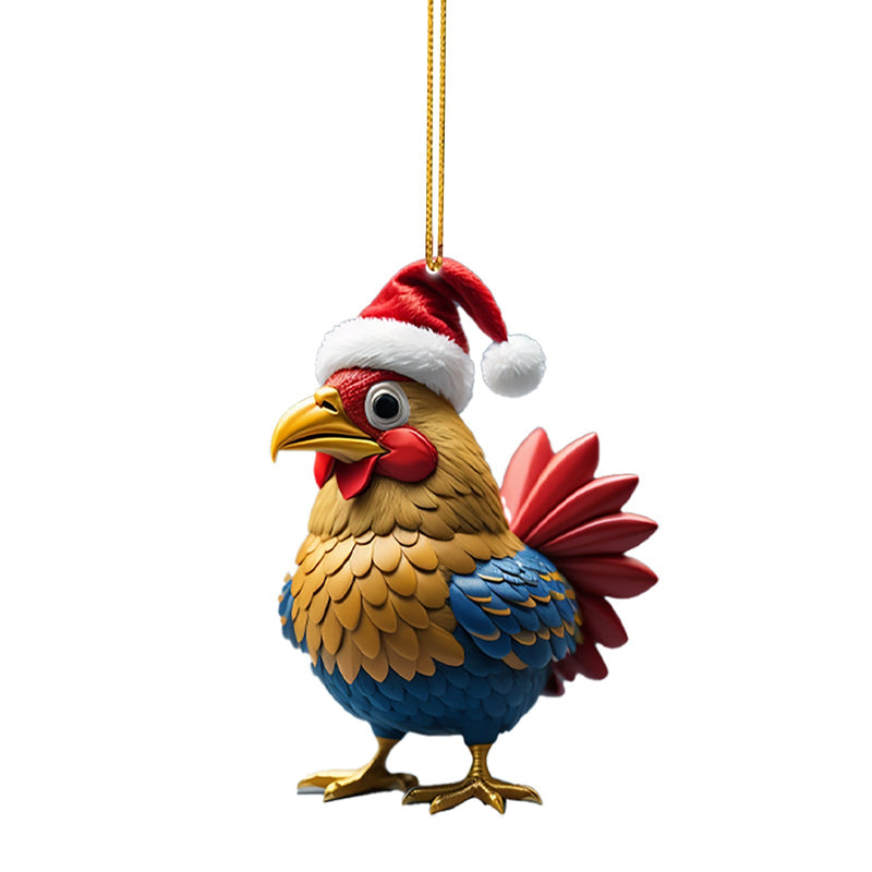 Creative Cute Animal Chicken Christmas Hanging Christmas Birds Car Hanging Home Christmas Tree Decorations