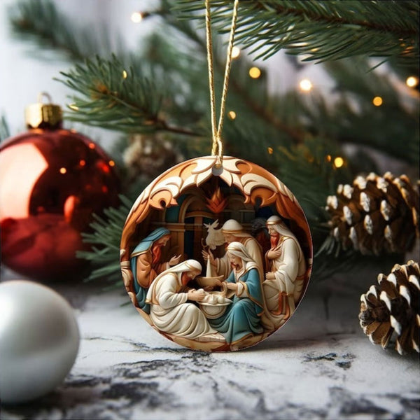 Wooden Christmas Nativity Pendant Wall Decoration Wall Hanging