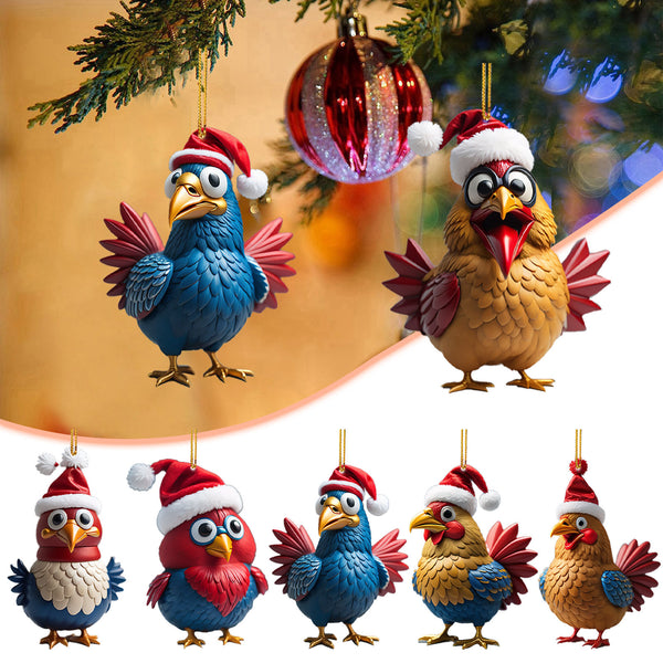 Creative Cute Animal Chicken Christmas Hanging Christmas Birds Car Hanging Home Christmas Tree Decorations