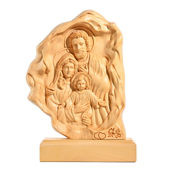 Southern European Boxwood Holy Family Blessing Ornament - Engraved with Your Surname