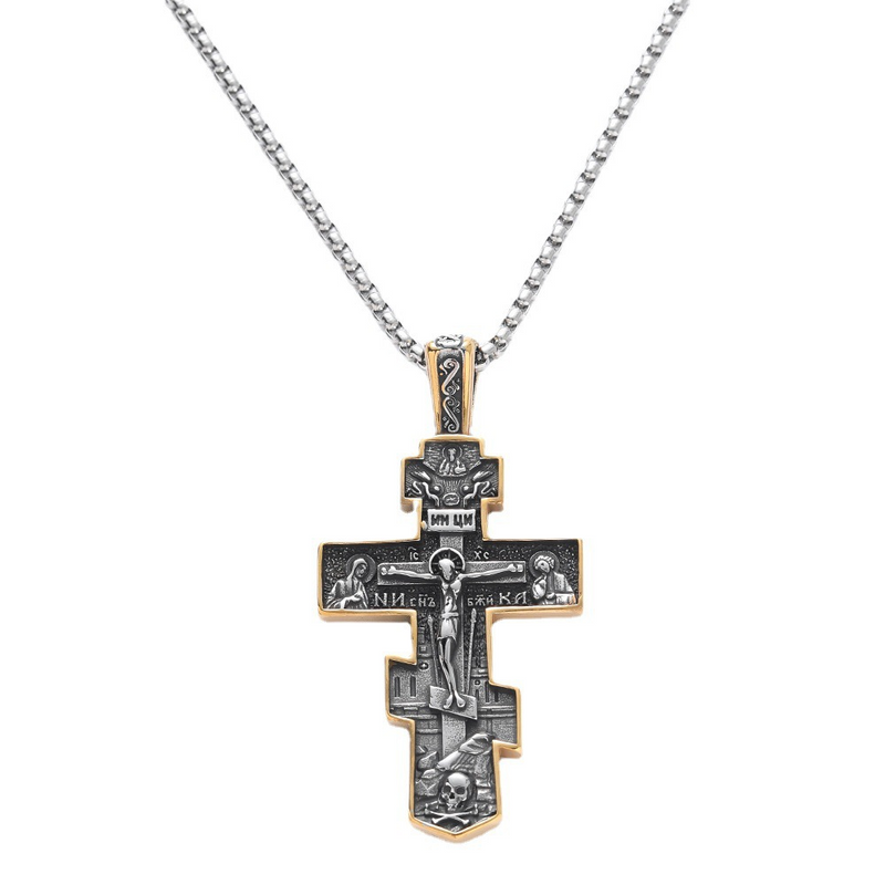 Stainless Steel Orthodox Cross Pendant Necklace