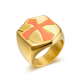 Crusader Shield Stainless Steel Cross Ring