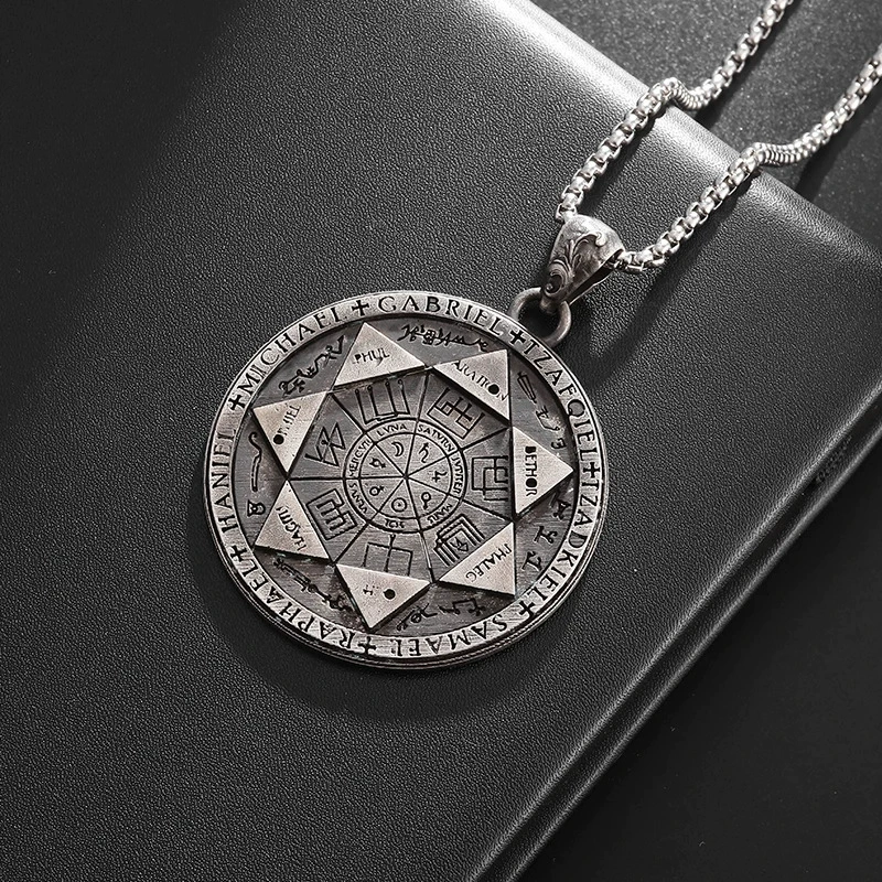 Seal of the Seven Angels Round Necklace Amulet