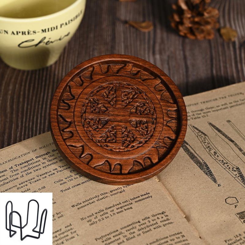 Bgcopper Wooden Tree of Life Celtic Cross Coasters