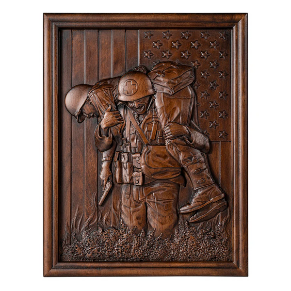 SPRING SALE: Fraternal Order of American Soldiers Wooden Sculptures - Wall Art