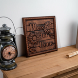 Promotional items:Bless Our Home Sunflower Solid Wood Engraved Plaque