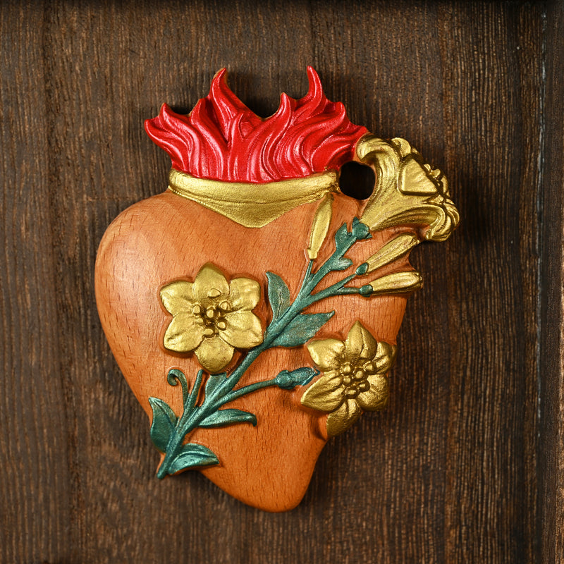 Holy Family Three Sacred Hearts Wooden Wall Decoration