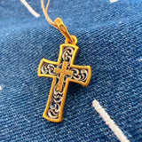 S925K Silver Gilt Openwork Cross Pendant