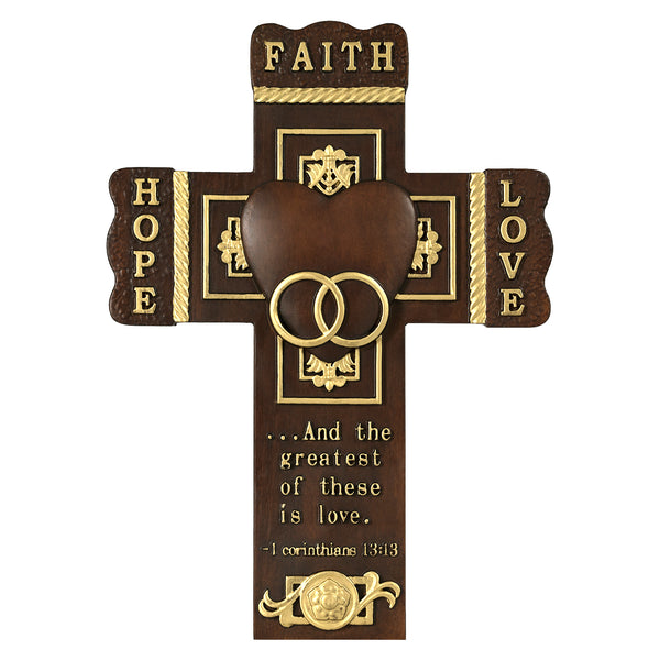 Faith, Hope, and Love Wall Cross with Bible Verse - Best Saint Valentine's day Gift