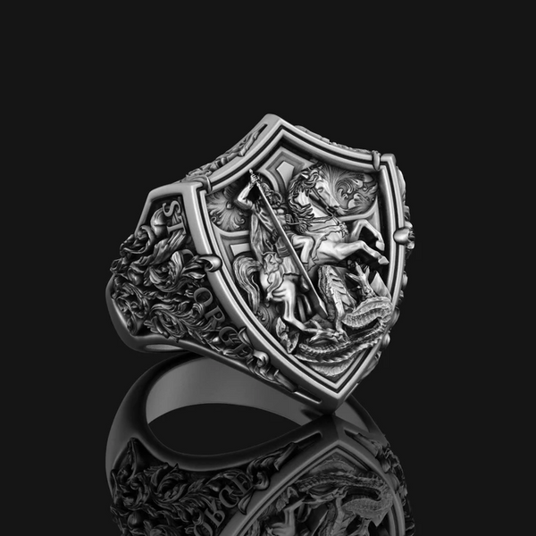 S925K Silver St. George Defeat the Dragon Ring