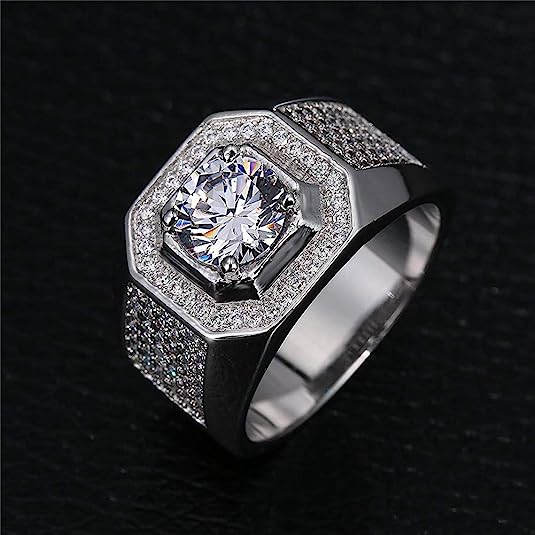 One Carat Super Luxury Moissanite Diamonds Men's Ring – BGCOPPER