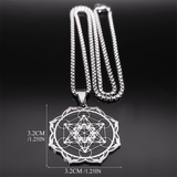 Metatron Stainless Steel Hexagonal Pendant Necklace