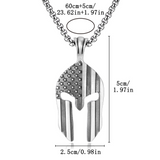 American Flag Spartan Helmet Necklace