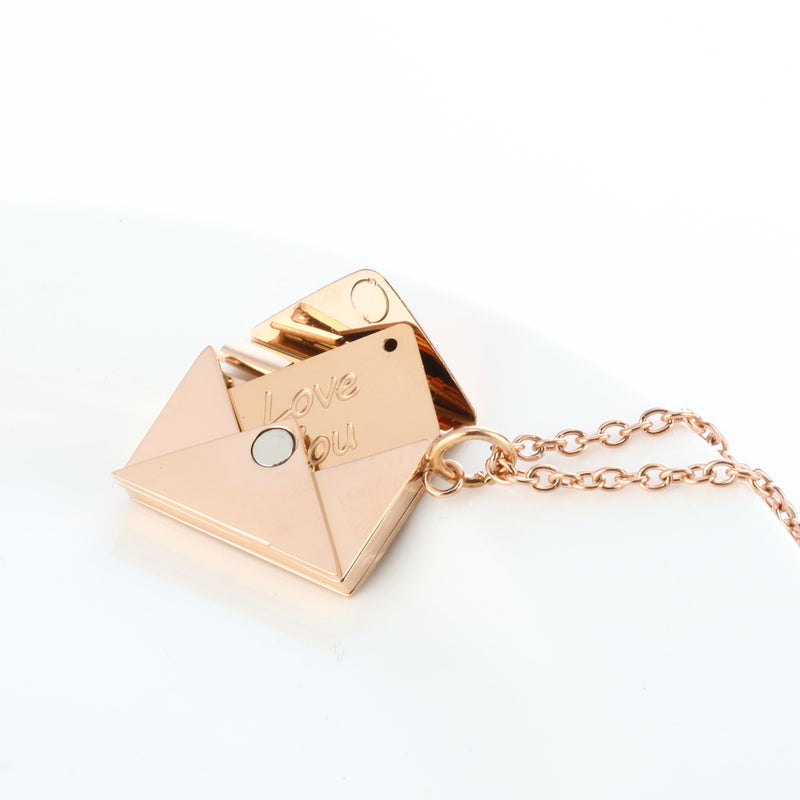 Openable Envelope “I Love You” Card Pendant Necklace