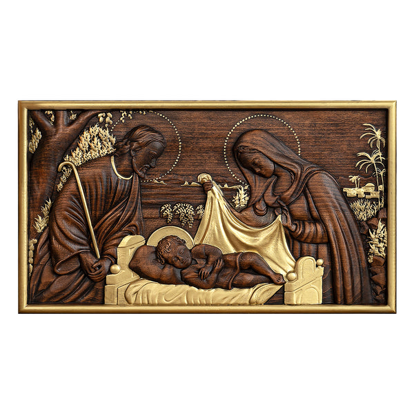 Nativity Scene Wood Carved Plaque, Religious Wall Decor, Christmas Gift