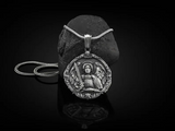 S925k Silver St. Michael Shield Angel Amulet Badge Necklace