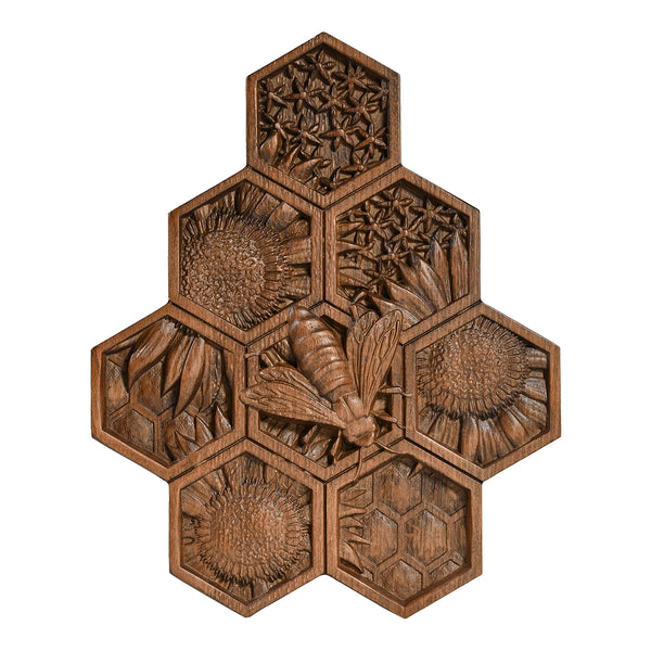 New Arrivals Handmade Wood Bee Wall Decor - Gardening Gift for Nature Lovers & Beekeepers