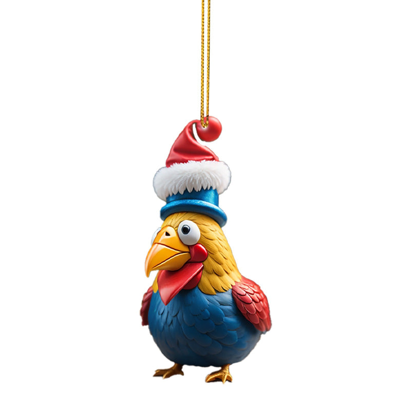 Creative Cute Animal Chicken Christmas Hanging Christmas Birds Car Hanging Home Christmas Tree Decorations