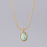 Oval Natural Necklace Pendant Chain