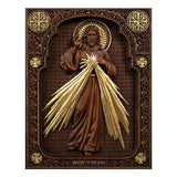 The Sacred Heart and Divine Mercy Jesus Christ Wood Wall Plaque