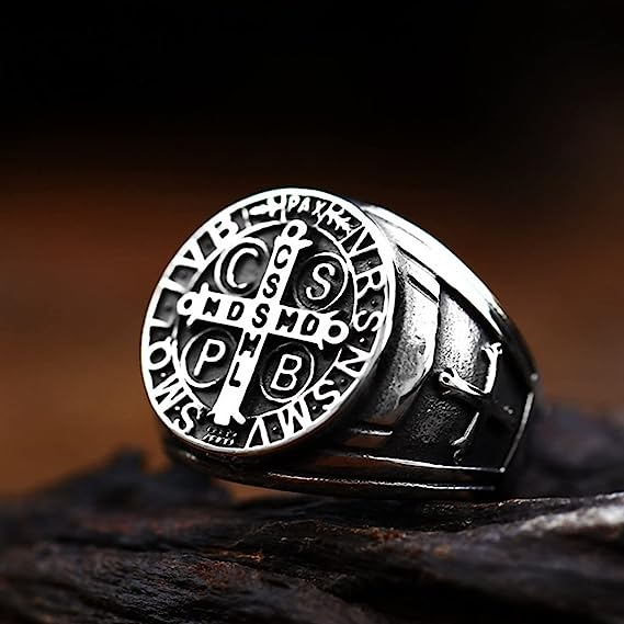 Saint Benedict Medal Stainless Steel Ring – BGCOPPER