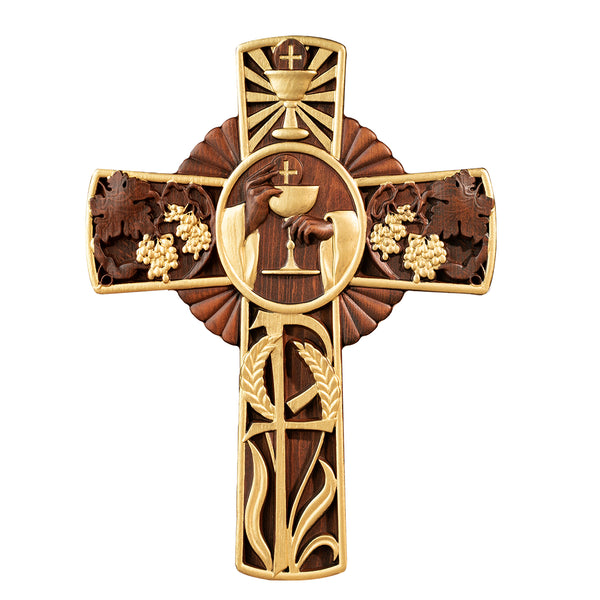 Holy Grail Wood Craving Cross-Handmade Religious Medal Gift