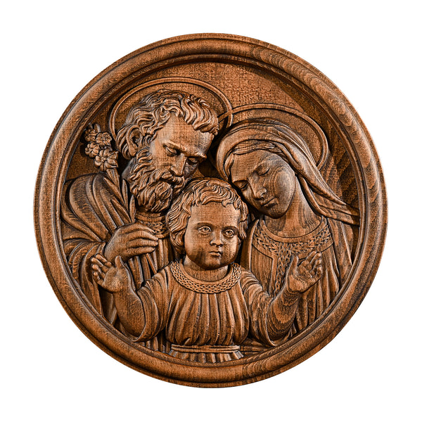 Holy family wood carving plaque - Best wall decor for home