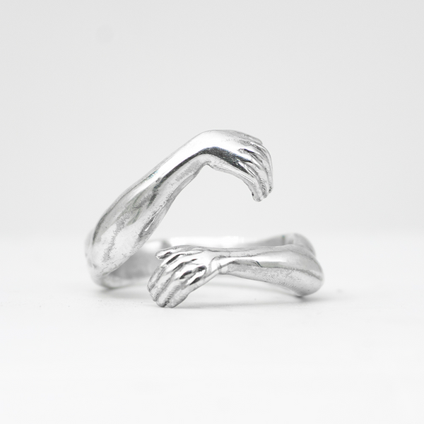 S925K Silver Embrace Gesture Ring