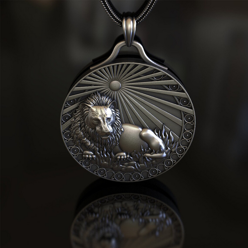 Pure Pewter Grassland Lion Pendant