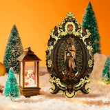 Religious gift with rich details of the wooden statue of Our Lady of Guadalupe