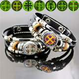 St. Benedict's Exorcism Medal Luminous Braided Adjustable Snap Clasp Multi-Layer Bracelet