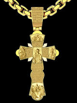 Gold-Plated Copper Crucifix Pendant with Jesus Christ and Religious Figures