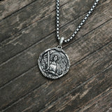 S925k Silver St. Michael Shield Angel Amulet Badge Necklace