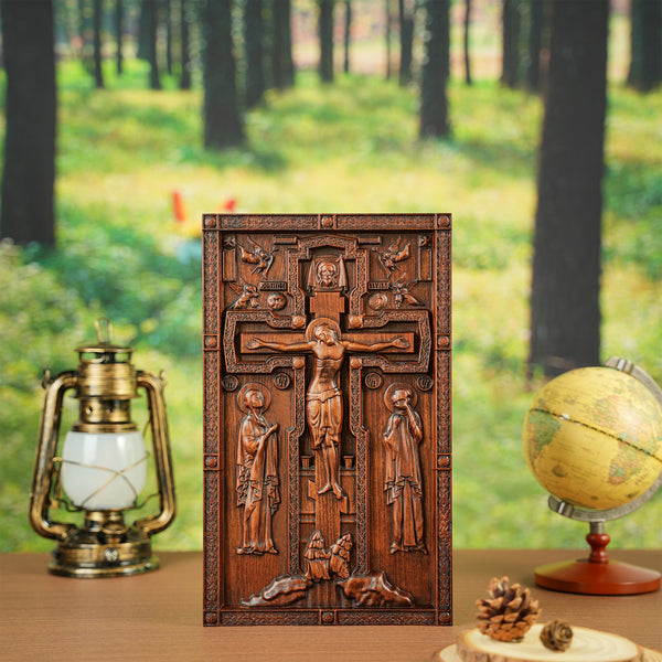 Bgcopper Christ Crucifix Wooden Carved Image