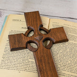 Irish Celtic Cross Wooden Hand Carved Cross for Wall Decor, Religious Gift Cross