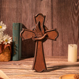 Holy Spirit Cross Wooden Hand Carved Cross for Wall Decor, Religious Gift Cross